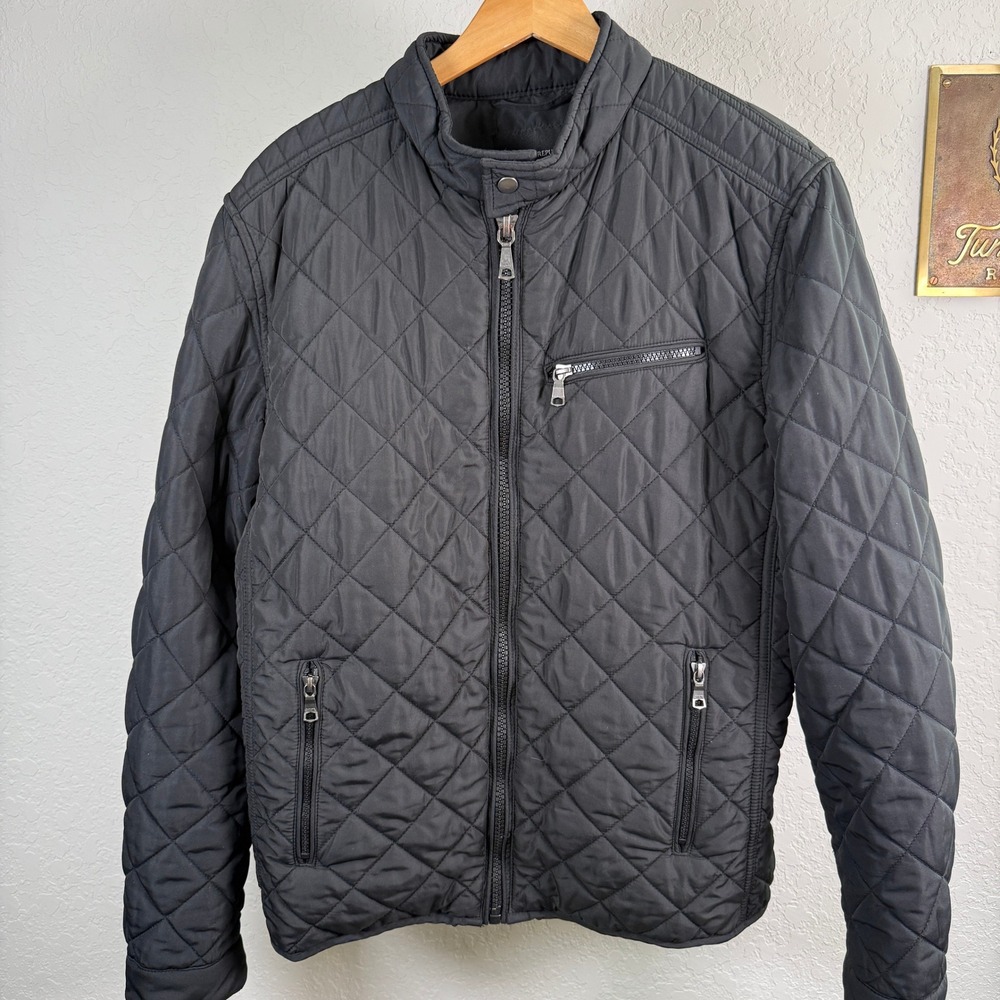 Banana Republic‎ Mens Quilted Cafe Racer Jacket Black Size M Full Zip Moto